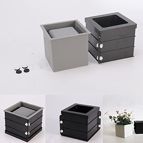 Silicone Planter Mold for Concrete Flower Pot Making Square DIY Succulent Plant Cactus Planter Pot Mould Homemade Cement Flowerpot Molding Tool (Type A  10CM)