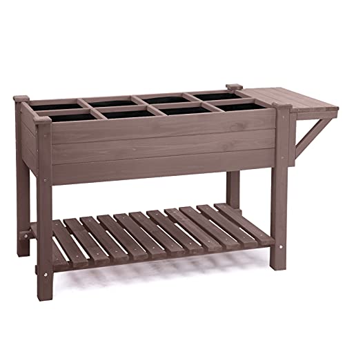 527x22x30in Raised Garden Bed Elevated Wood Planter Box Stand for Outdoor Gardening Liner Included 230lbs Capacity