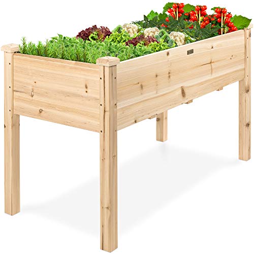 Best Choice Products 48x24x30in Raised Garden Bed Elevated Wood Planter Box Stand for Backyard Patio Balcony wBed Liner 200lb Capacity