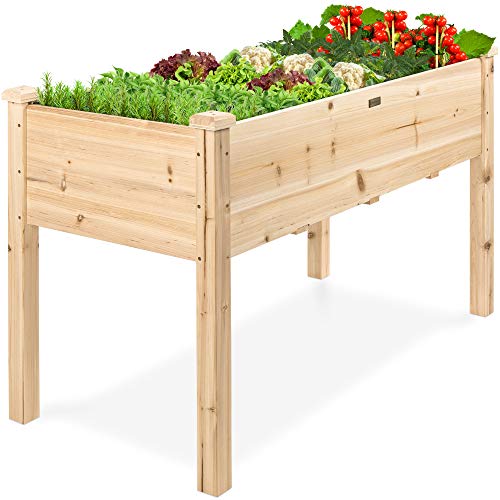 Best Choice Products 48x24x30in Raised Garden Bed Elevated Wood Planter Box Stand for Backyard Patio Balcony wBed Liner 200lb Capacity