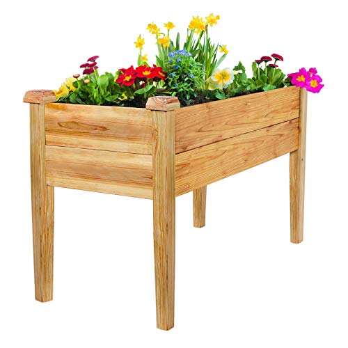GADI Wood Raised Garden Bed 100 RotResistant Elevated Wood Planter Box Kit for Backyard Patio Balcony Natural (Nature)