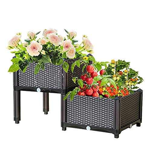 Raised Garden Bed with Legs Planter Boxes Planters for Outdoor Plants Elevated Garden Boxes Plant pots Perfect for Patio Balcony Deck to Planting Flowers Vegetables Tomato and Herbs TDDSS…