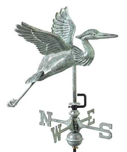 Good Directions Blue Heron Cottage Weathervane Includes Roof Mount Blue Verde Copper Patina