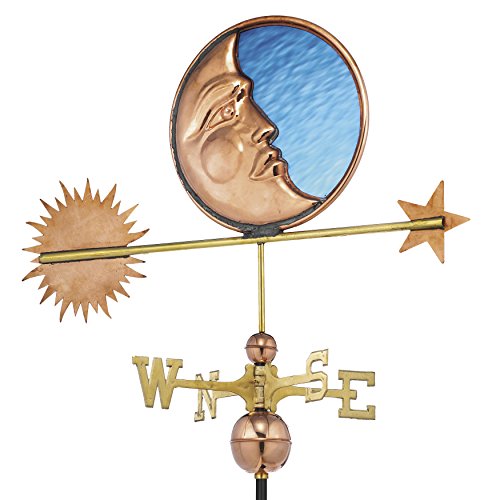 Good Directions Stained Glass Moon Weathervane Pure Copper