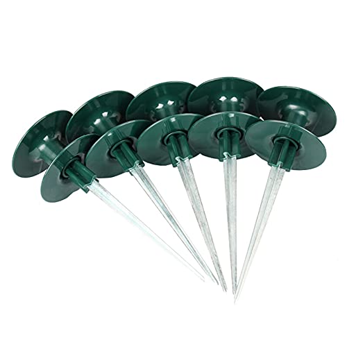 GWOKWAI 5Pcs Garden Hose Guide Spike Rust Free Spin Water Hoses Guides on Spike Heavy Duty Dark Green Metal Stake for Plant Protection
