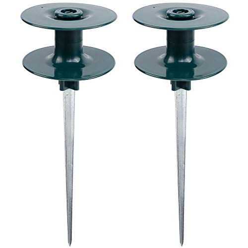 Twinkle Star 10 Inch Garden Hose Guide Spike Rust Free Zink Sturdy Metal Stake Heavy Duty Dark Green Spin Top Keeps Garden Hose Out of Flower beds for Plant Protection 2 Pack