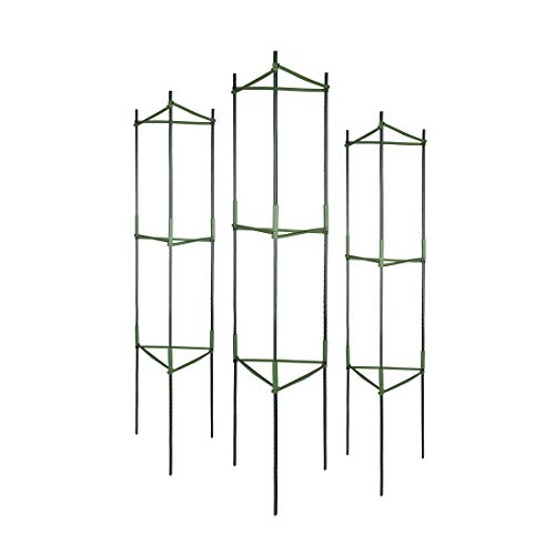 GROWNEER 3 Packs Tomato Cages Up to 51 Inches Plant Cages Assembled Tomato Garden Cages Stakes Vegetable Support Trellis with 9Pcs Clips and 328 Feet Twist Tie for Vertical Climbing Plants