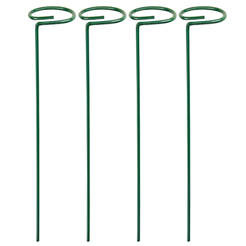 LEOBRO 4 Pack Plant Support Stakes Garden Flower Support Stake Steel Single Stem Support Stake Plant Cage Support Ring for Flowers Tomatoes Peony Lily Rose (40 cm158 inch Long)