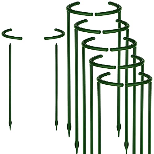 Plant Support Garden Flower Support Stake Half Round Plant Support Ring Plastic Plant Cage Holder Flower Pot Climbing Trellis for Small Plant Flower Vegetable (10 Pieces57 x 98 Inch)