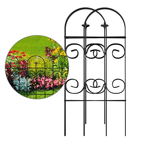 AMAGABELI GARDEN  HOME Decorative Garden Fence GFP006 32inx10ft Garden Fencing 8 Panels Rustproof Black Iron Border Fence Edging Metal Wire Fencing for Outdoor Patio Vinyl Flower