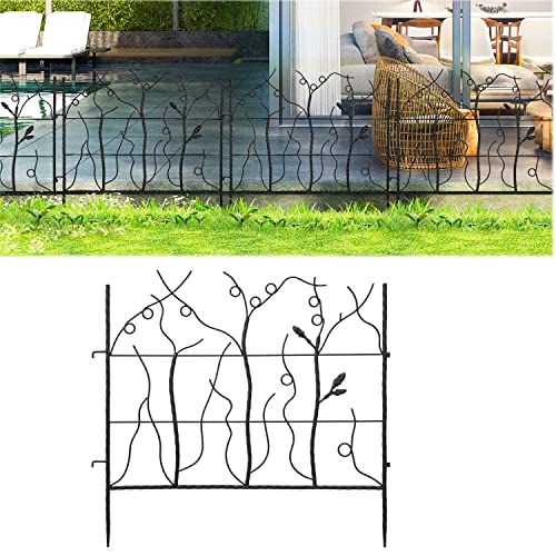 Amagabeli Garden  Home Decorative Garden Fence GFP009 Outdoor Coated Rustproof Metal Garden Fencing Panel Animal Barrier Iron Folding Edge Wire Border Fence Ornamental for Patio Landscape Bed