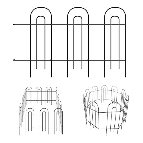 MIXXIDEA Garden Fence Border 14 Panel Metal Decorative 315inx20ft Garden Fencing Folding Rustproof Wrought Iron Garden Fence Animal Barrier Landscape Wire Fencing Edge Flower Bed Border Outdoor Black