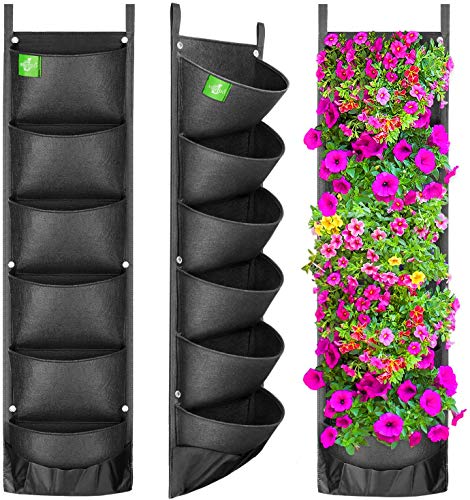 ANGTUO Vertical Hanging Garden Planter with 6 Pockets New Layout Waterproof Wall Hanging Flowerpot Bag Perfect Solution for Garden Home Decoration