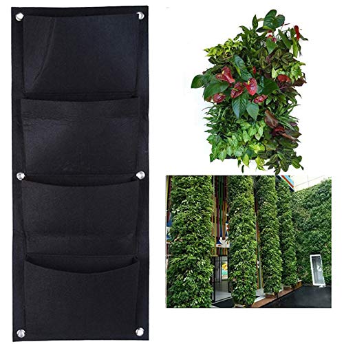 LERTREE 4 Pockets Garden Wall Planter Vertical Flower Plants Hanging Planting Growing Bag Pot Container 118 X 394 Inch