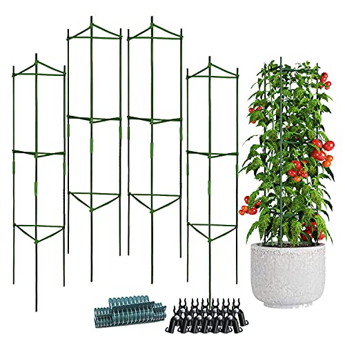 NuaiYrod Tomato Cage 48 Inches 4Pack Vegetable Trellis Cucumber Trellis Garden Cages for Vegetables Garden Stakes for Bean Tomatoes Cages for Vertical Climbing Plants Flowers Fruits