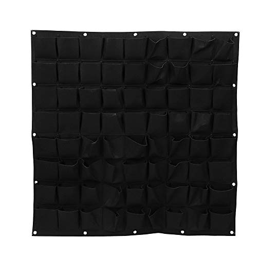 Pockets Vertical Wall Garden Planter Plant Grow Bag for Flower Vegetable for IndoorOutdoor and Herbs Flowers Yard Decoration Planting Bag (72 Pocket Black)