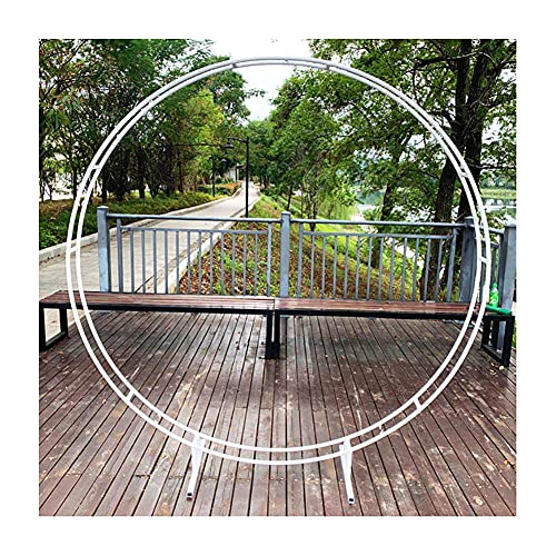 Large Size Garden ArchIron Double Rod Round Ring Wedding ArchOutdoor Birthday Party Round Arch DecorationBackground Shelf Decoration FrameWhite_Diameter 200cm (787in)