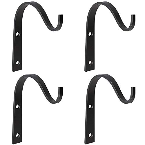 Mkono Iron Wall Hooks Plant Hanger Bracket Decorative Coat Hook for Hanging Planter Lanterns Mason Jar Bird Feeders Wind Chimes Hat Indoor Outdoor Rustic Home Decor 3 Inch 4 Pack