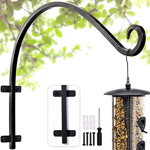 Plant Hangers Outdoor (16inchesBlack) Heavy Duty Plant Hooks Rugged AntiRust Birds Feeders Bracket