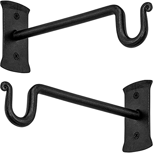 RTZEN Plant Hanger Shepards Hook  Hand Forged Heavy Duty Wrought Iron Wall Decor  Indoor or Outdoor Shepherds Hook Hanging Bracket for Bird Feeders Lanterns Baskets and Wind Chimes  2 Pack