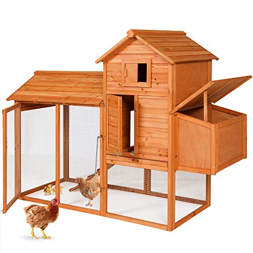 Best Choice Products 80in Outdoor Wooden Chicken Coop MultiLevel Hen House Poultry Cage wRamps Run Nesting Box Wire Fence 3 Access Areas