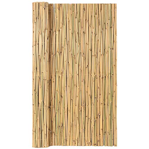 Mininfa Natural Rolled Bamboo Fence EcoFriendly Bamboo Fencing 07 in D x 6 feet High x 8 feet Long Bamboo Screen for Garden Privacy