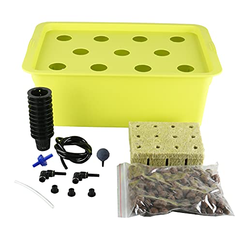 Homend DWC Deep Water Culture Hydroponic System Growing Kit Medium Size wAirstone 11 Plant Sites (Holes) Bucket Air Pump Rockwool  Best Indoor Herb Garden for Lettuce Mint Parsley (11 Sites)