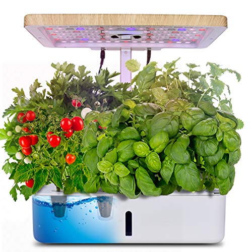 Moistenland Hydroponics Growing SystemIndoor Herb Garden Starter Kit wLED Grow LightPlant Germination Kits 12 Plant Pots for Home Kitchen Gardening (12 Pots)