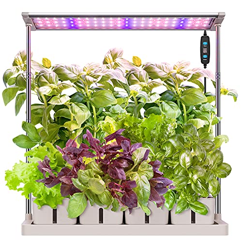 VIVOSUN Indoor Herb Garden Hydroponic Growing System Plant Germination Starter Kits with Timed LED Grow Lamp 4 Removable Water Tanks 295in Adjustable Height Smart Planter