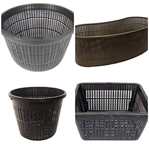 Medium Sized Plastic Mesh Aquatic Pond Planting Baskets Combo Pack Includes Total 8 Water Garden Pond Plant Plastic Slotted Mesh Plant Pots for Aquaponics and Hydroponics Water Garden Pond Planters