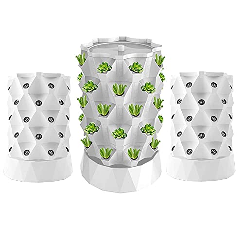 ZXMT 40 Pots Hydroponics Tower Aquaponics Grow System Garden Tower Aeroponics Growing Kit for Indoor  Outdoor  Herbs Fruits and Vegetables  Hydrating Pump Timer Adapter Seeding Bed  Net Pots