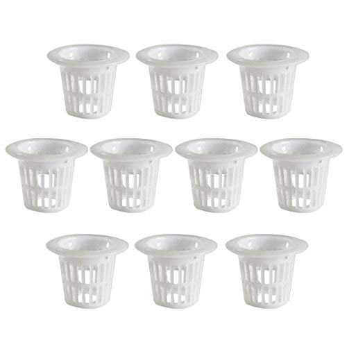 gazechimp 10 Pcs Hydroponics Mesh Net Cups Garden Pots Basket Aquaponics Plant Growth System  White Round 46x27x35mm