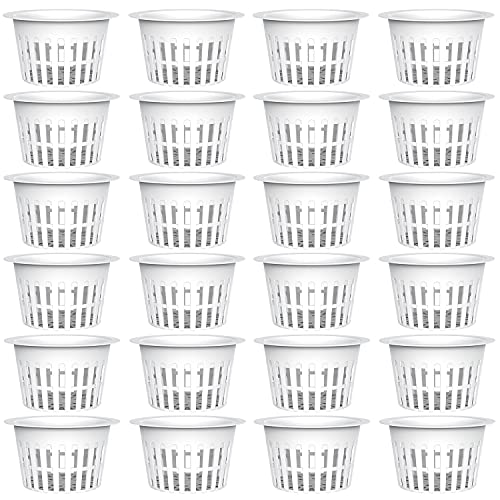3 Inch Plastic Net Cups Pots Plant Containers for Hydroponics Aquaponics Orchids 24 Pcs White