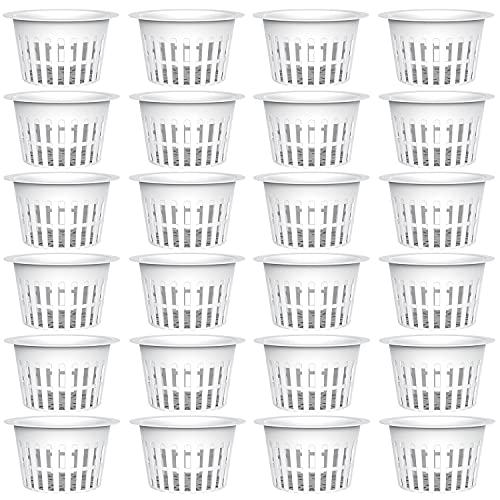 3 Inch Plastic Net Cups Pots Plant Containers for Hydroponics Aquaponics Orchids 24 Pcs White