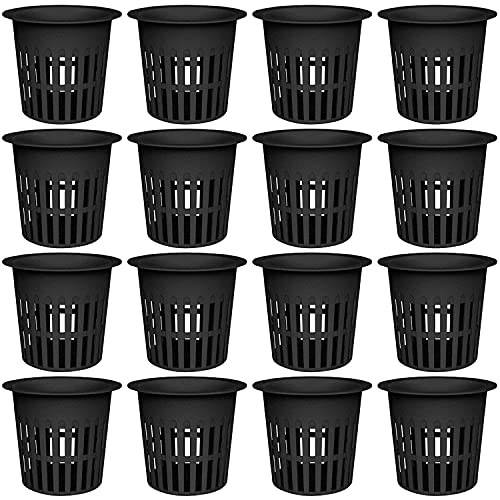 4 Inch Plastic Net Cups Pots Plant Containers for Hydroponics Aquaponics Orchids 16 Pcs Black