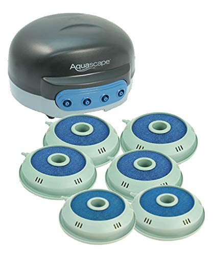 Aquascape Pond AIR 4 Aerator with 2 Additional Replacement AIRSTONES Air Line Power Cord and More  Adds Oxygen Raises Water Quality and Clarity Helps Fish and Plants  Quiet and Energy Efficient