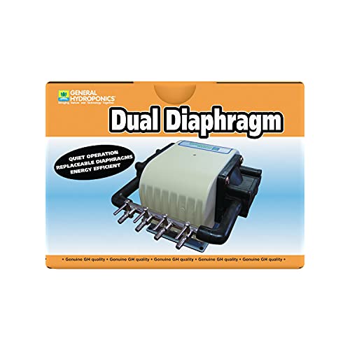 General Hydroponics HGC728040 Dual Diaphragm Air Pump 320 GPH 4 Outlet