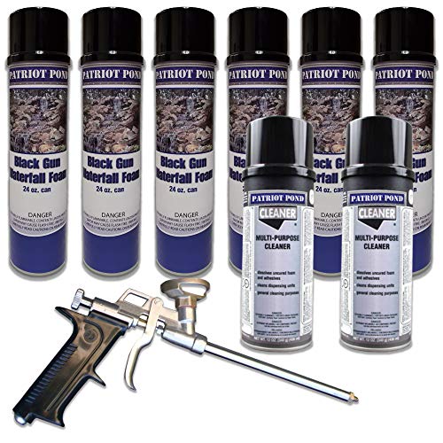 HALF OFF PONDS  Professional Waterfall Foam Bundle  Stainless Steel Foam Gun (6) 24oz Foam (2) 12oz Cleaner Combo Pack  HOPPGFSETPRO