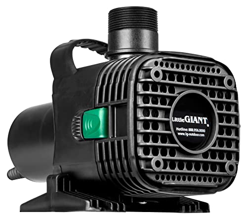 Little Giant 566725 2770 GPH Wet Rotor Pump with 20Ft Cord for ponds up to 2700 Gallons Black F202700