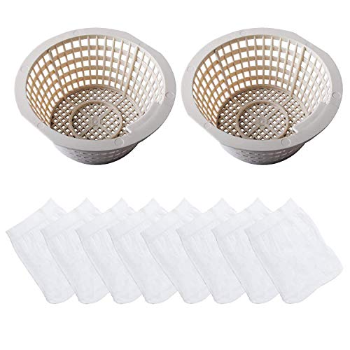 Podoy Skimmer Basket with Skimmer Socks for Above  Ground Swimming Pool Replacement Parts Compatible with Swimline Hydrotools 8928 Olympic ACM88 (2pcs)