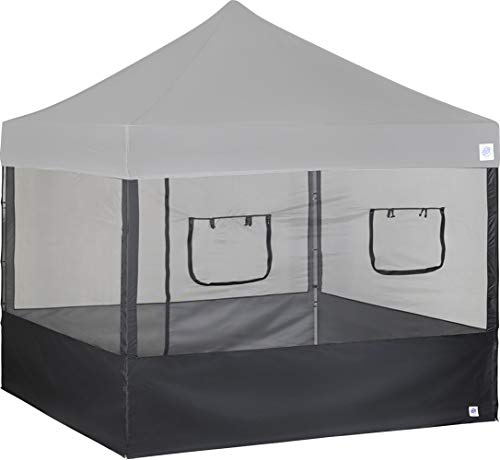 EZ UP Food Booth Sidewall Kit Set of 4 Fits 10 x 10 Straight Leg Canopy Includes 2 RollUp Serving Windows Commercial Grade Mesh Black
