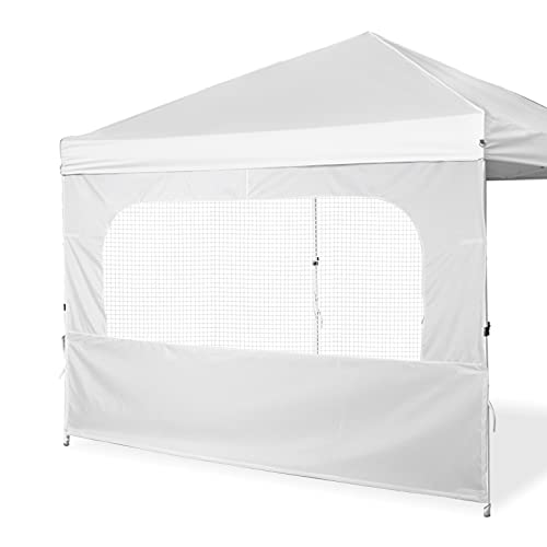 Turtle Life Sunshade Sidewall with Mesh Window and Zipper for 10x10 Pop Up Straight Canopy 1 Pack White
