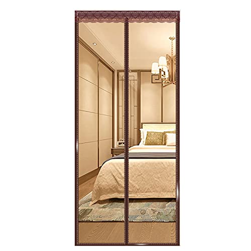 80x190cm(31x74inch)Magnetic Screen DoorNo Tools RequiredPolyester MeshKeep Fly Bug Outfor Balcony DoorsCoffee