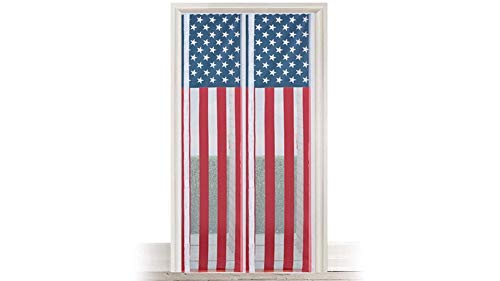 Patriotic American Flag Pattern Quick Install Mesh Magnetic Screen 40 x 855  Helps Keep Bugs  Insects Out  Perfect for Single Doors Leading to Your Porch or Patio  Folds for Easy Storage