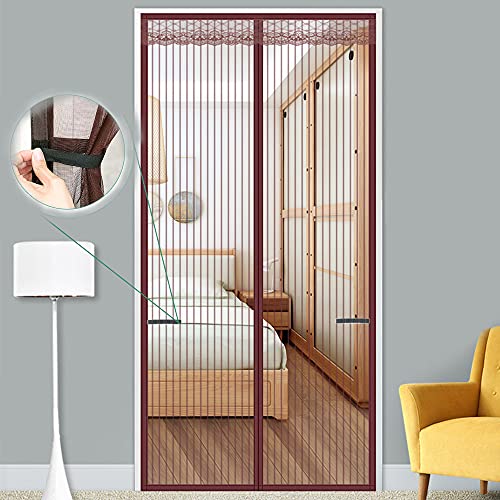 RCBDBSM Magnetic Screen Door Doorway Screen Curtain Magnetic  for French DoorSliding Door Self Sealing Heavy Duty Hands Free Mesh Partition  Pet and Kid Friendlybrown95215cm