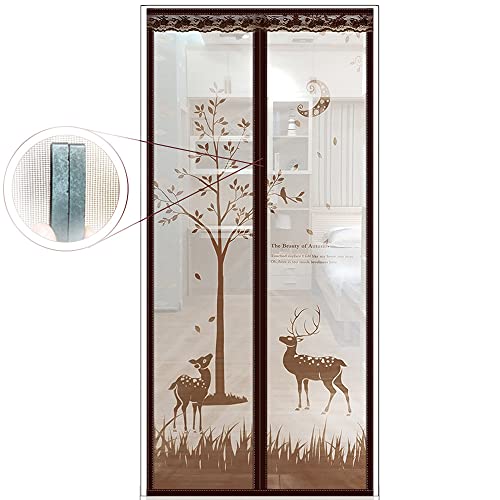 RCBDBSM Magnetic Screen Door Mesh Curtain Door Screen Magnetic Closure Self Sealing Heavy Duty Hands Free Mesh Partition  Pet and Kid FriendlyBrown90200cm