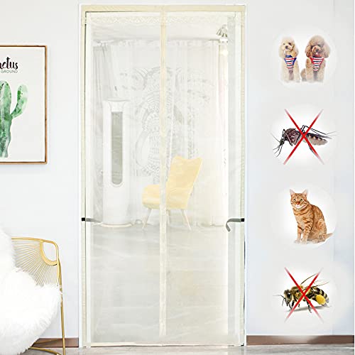 RCBDBSM Screen Doors with Magnets Hands Free Magnetic Screen Door Mesh Curtain Frame Hook  Loop Hands Free Pet  Kid Friendly110220cm