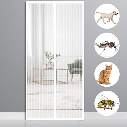 THAIKER Mosquito Door Screen 85x245cm with Heavy Duty Mosquito Mesh for BalconyPatio DoorSize Up to White A