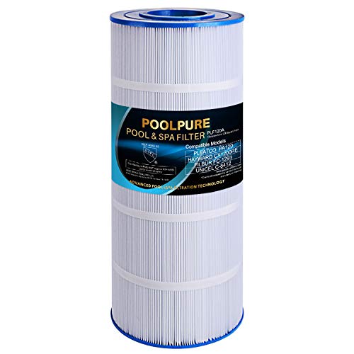 POOLPURE PLF120A Pool Filter Replaces Hayward C1200 CX1200RE Pleatco PA120 Unicel C8412 Filbur FC1293 Clearwater II 125 Waterway Pro Clean PCCF125 8170125N 120 sqft Cartridge 1 Pack