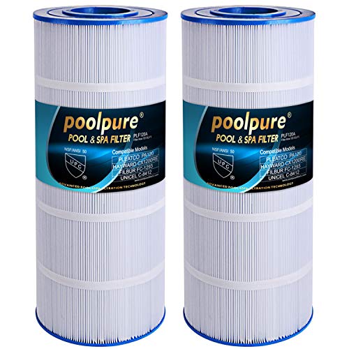 POOLPURE PA120 Pool Filter Replaces Hayward C1200 CX1200RE Unicel C8412 Filbur FC1293 Clearwater II 125 Waterway Pro Clean PCCF125 8170125N 120 sqft Cartridge 2 Pack